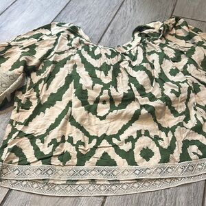 Rachel Zoe Green and Cream Women's Plus Size Top 2X